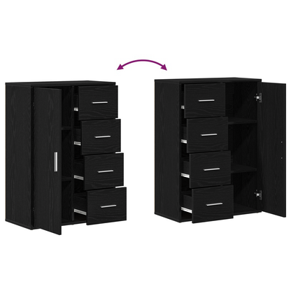 Sideboards 2 Dele Sort Eg 60 X 31 X 84 Cm Konstrueret Træ