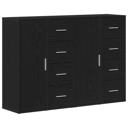 Sideboards 2 Dele Sort Eg 60 X 31 X 84 Cm Konstrueret Træ