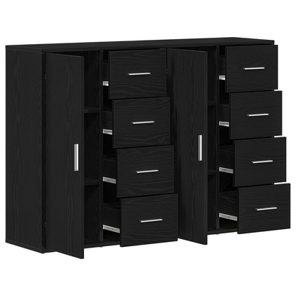 Sideboards 2 Dele Sort Eg 60 X 31 X 84 Cm Konstrueret Træ