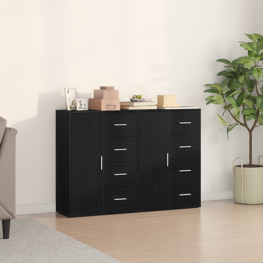 Sideboards 2 Dele Sort Eg 60 X 31 X 84 Cm Konstrueret Træ