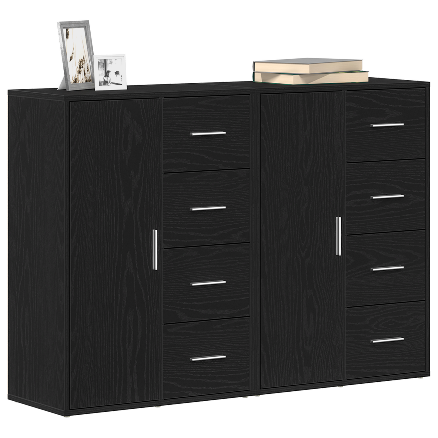 Sideboards 2 Dele Sort Eg 60 X 31 X 84 Cm Konstrueret Træ