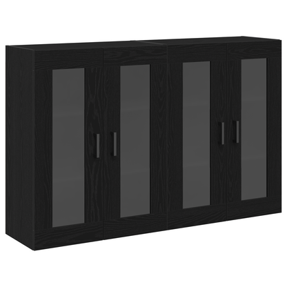 Vægskab 2 Dele Sort Eg 69.5 X 34 X 90 Cm Konstrueret Træ