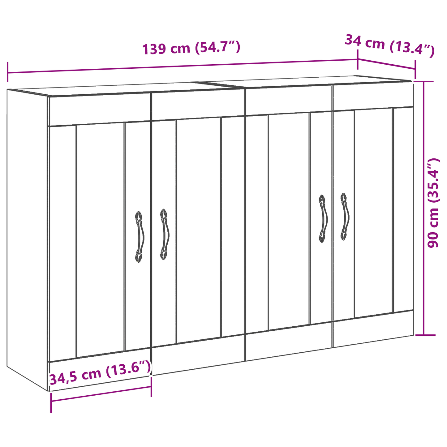 Vægmonterede Skabe 2 Stk Artisan Eg 69,5X34X90 Cm Konstrueret Træ