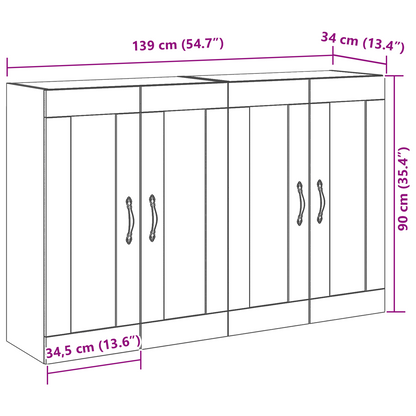 Vægmonterede Skabe 2 Stk Artisan Eg 69,5X34X90 Cm Konstrueret Træ