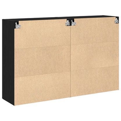 Vægskab 2 Dele Sort Eg 69.5 X 34 X 90 Cm Konstrueret Træ