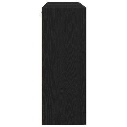 Vægskab 2 Dele Sort Eg 69.5 X 34 X 90 Cm Konstrueret Træ