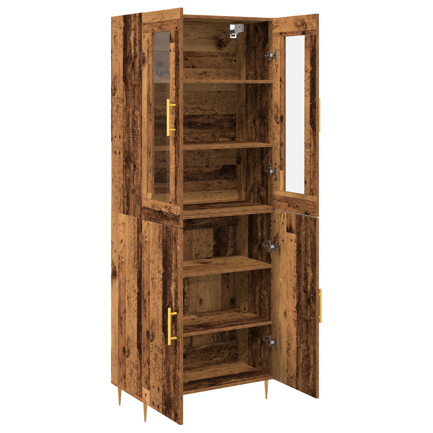 Highboard 2 Dele Gammelt Træ 69,5 X 34 X 180 Cm Konstrueret Træ