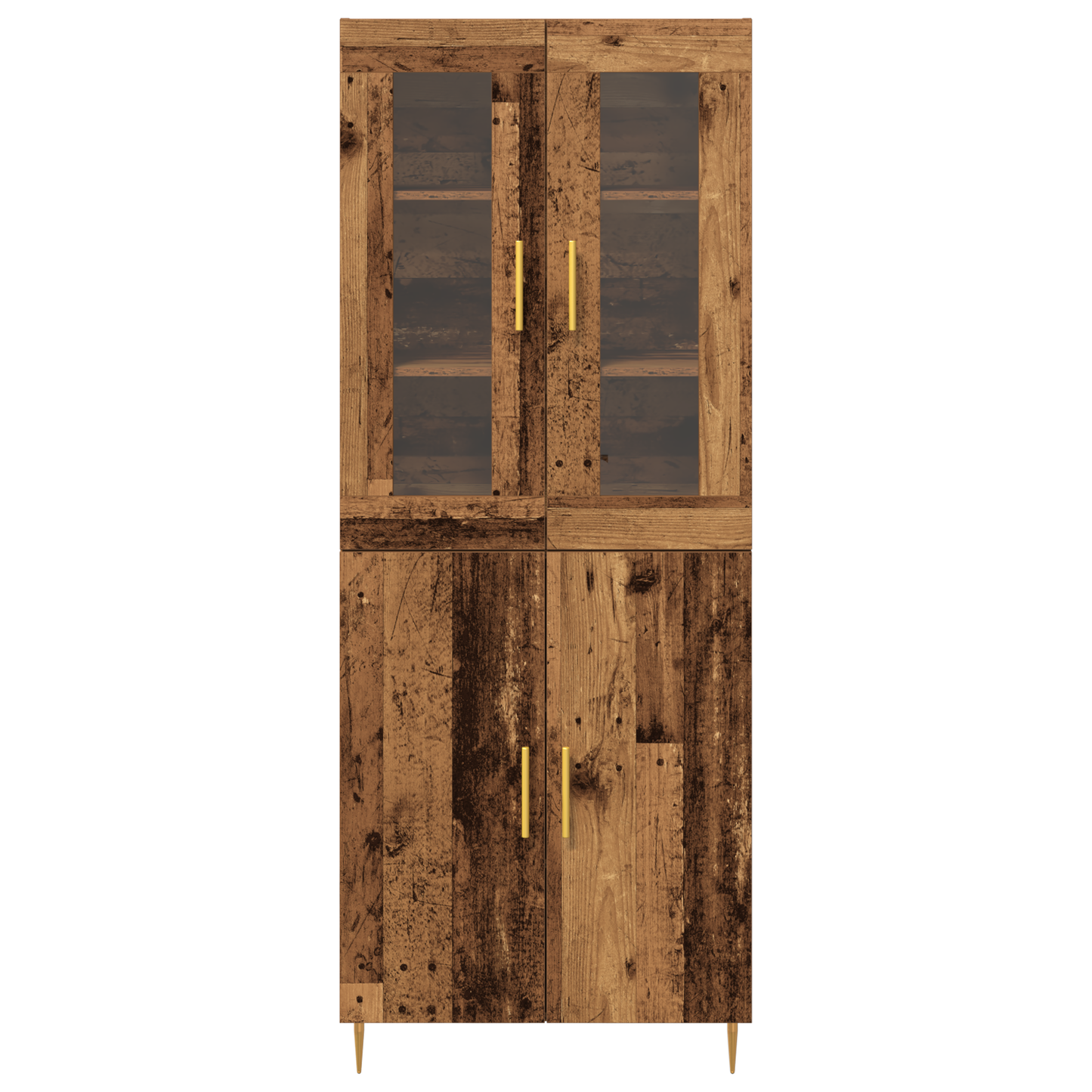 Highboard 2 Dele Gammelt Træ 69,5 X 34 X 180 Cm Konstrueret Træ