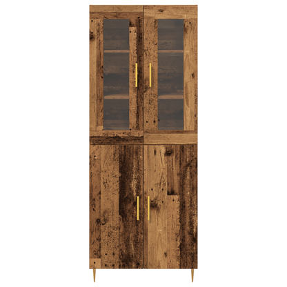Highboard 2 Dele Gammelt Træ 69,5 X 34 X 180 Cm Konstrueret Træ