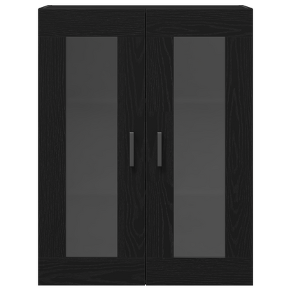 Highboard 2 Dele Sort Eg 69,5 X 34 X 180 Cm Konstrueret Træ