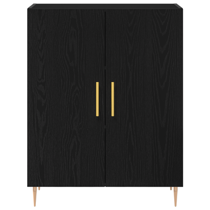 Highboard 2 Dele Sort Eg 69,5 X 34 X 180 Cm Konstrueret Træ
