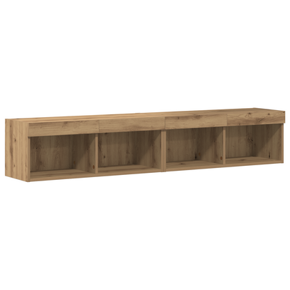 Tv Vægskabe med Led Lys 2 Stk Artisan Egetræ 80x30x30 Cm&&tv Vægskabe med Led Lys 2 Stk Artisan Egetræ 60x30x40 Cm - billede 8