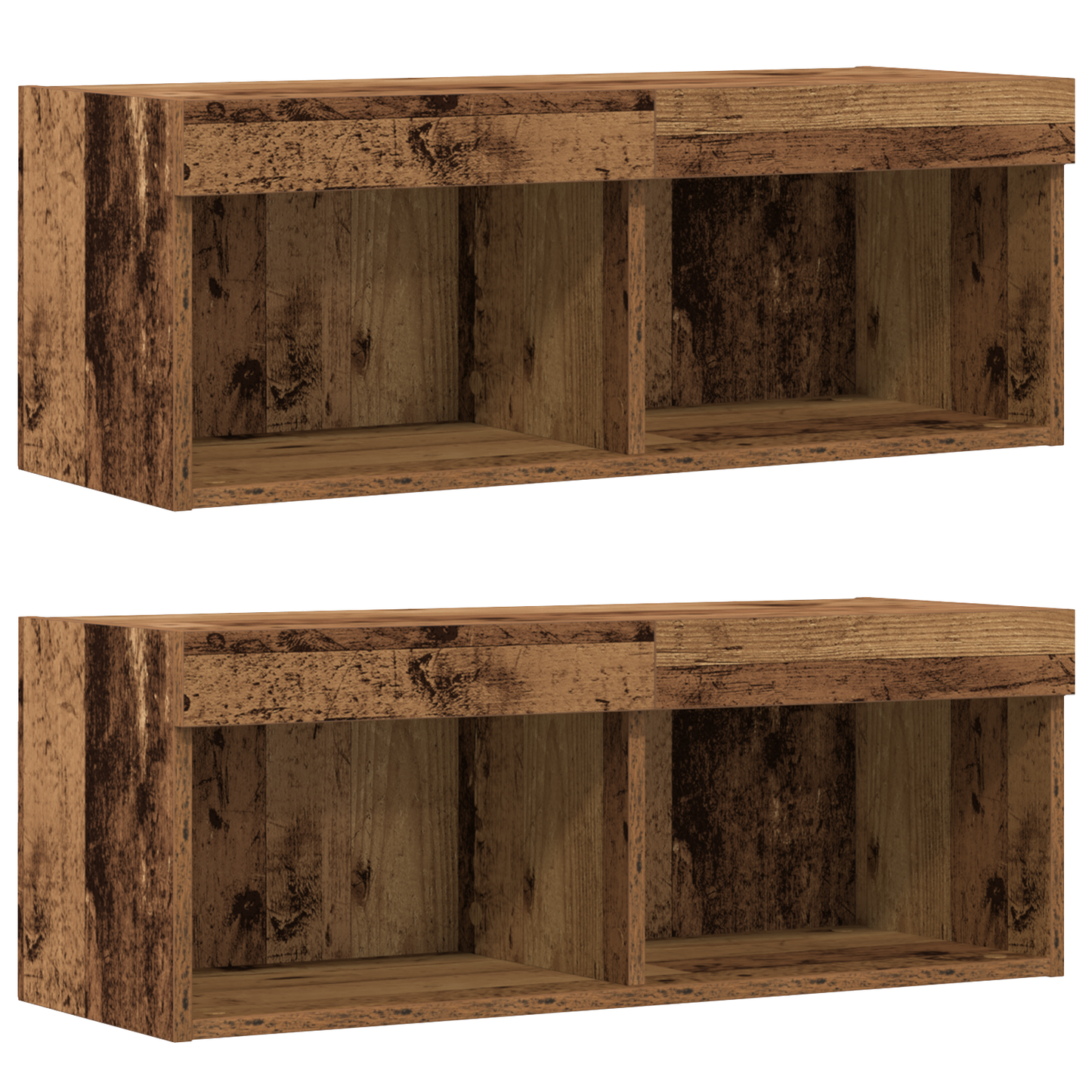 Flydende Hylde 2 Stk Gammelt Træ 40x28.5x40 Cm Konstrueret Træ&&vægskabe med Led-lys 2 Stk Gammelt Træ 40x30x30 Cm&&tv Vægskabe med Led-lys 2 Stk Gammelt Træ 80x30x30 Cm - billede 6