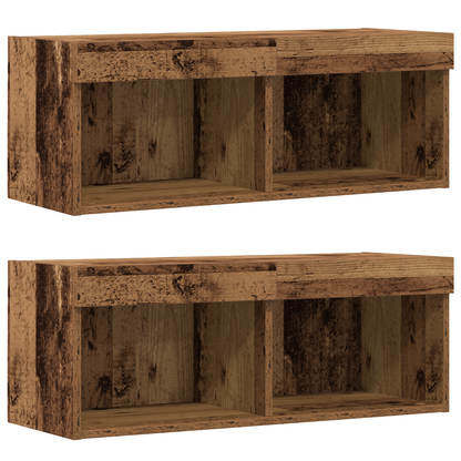 Flydende Hylde 2 Stk Gammelt Træ 40x28.5x40 Cm Konstrueret Træ&&vægskabe med Led-lys 2 Stk Gammelt Træ 40x30x30 Cm&&tv Vægskabe med Led-lys 2 Stk Gammelt Træ 80x30x30 Cm - billede 6