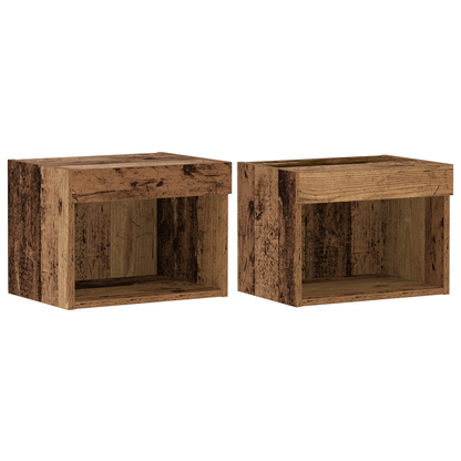 Flydende Hylde 2 Stk Gammelt Træ 40x28.5x40 Cm Konstrueret Træ&&vægskabe med Led-lys 2 Stk Gammelt Træ 40x30x30 Cm&&tv Vægskabe med Led-lys 2 Stk Gammelt Træ 80x30x30 Cm - billede 7