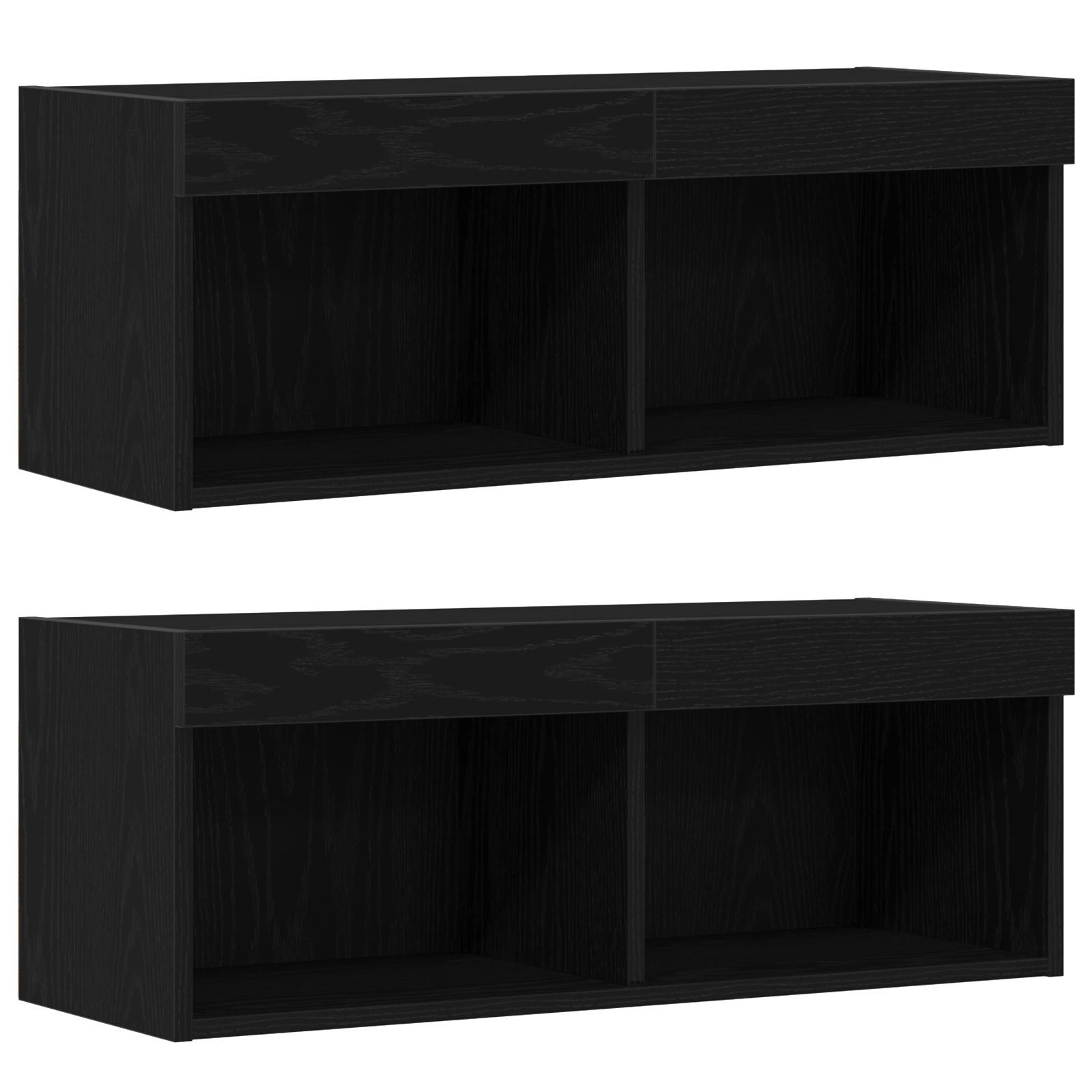 Svævende Hylde 2 Stk Sort Eg 40x28,5x40 Cm Ingeniørtræ&&vægskabe med Led Lys 2 Stk Sort Eg 40x30x30 Cm&&tv Vægskabe med Led Lys 2 Stk Sort Eg 80x30x30 Cm - billede 6