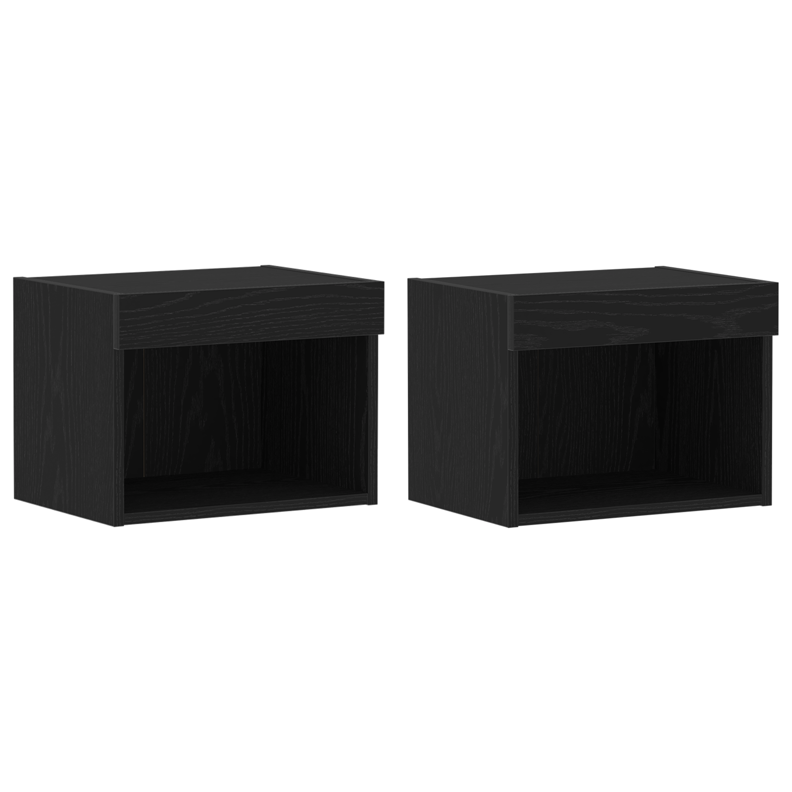 Svævende Hylde 2 Stk Sort Eg 40x28,5x40 Cm Ingeniørtræ&&vægskabe med Led Lys 2 Stk Sort Eg 40x30x30 Cm&&tv Vægskabe med Led Lys 2 Stk Sort Eg 80x30x30 Cm - billede 7