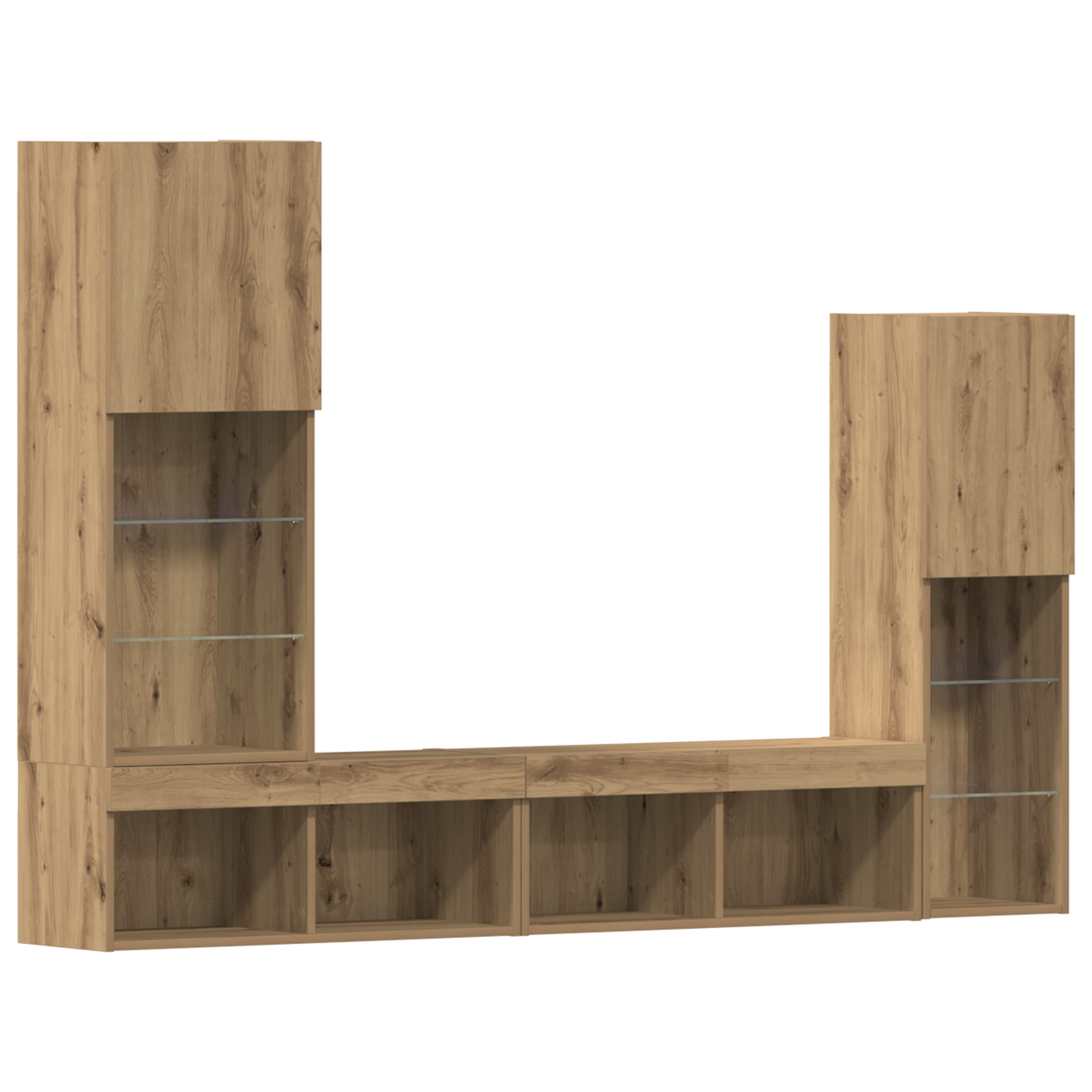 Tv Skab med Led Lys Artisan Eg 40.5x30x102 Cm&&tv Væghylder med Led Lys 2 Stk Artisan Eg 80x30x30 Cm - billede 10
