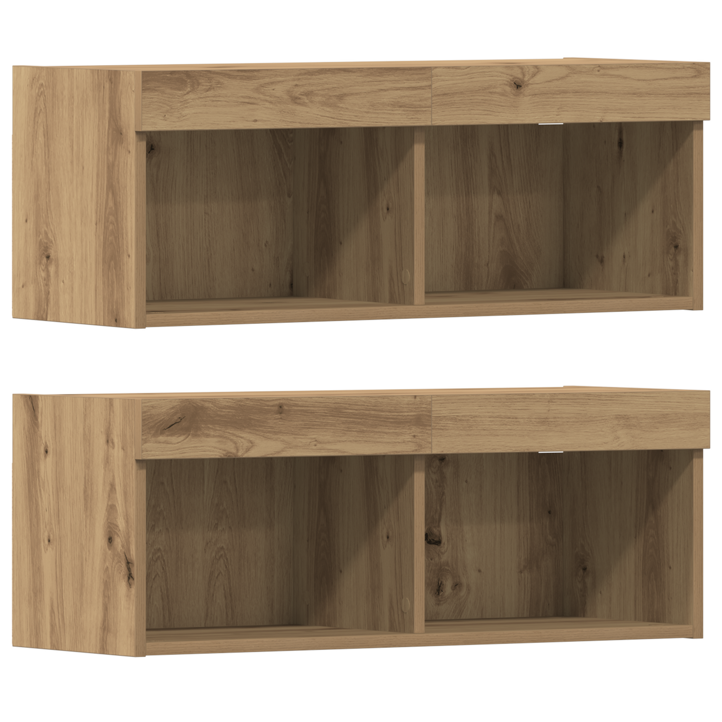 Tv Skab med Led Lys Artisan Eg 40.5x30x102 Cm&&tv Væghylder med Led Lys 2 Stk Artisan Eg 80x30x30 Cm - billede 7