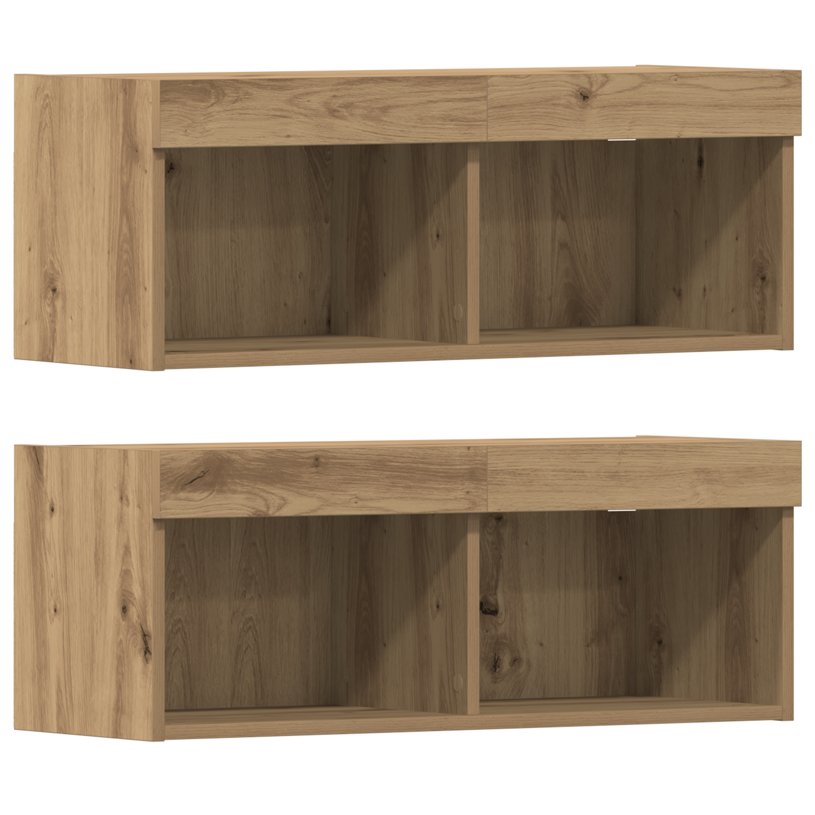 Tv Skab med Led Lys Artisan Eg 40.5x30x102 Cm&&tv Væghylder med Led Lys 2 Stk Artisan Eg 80x30x30 Cm - billede 7