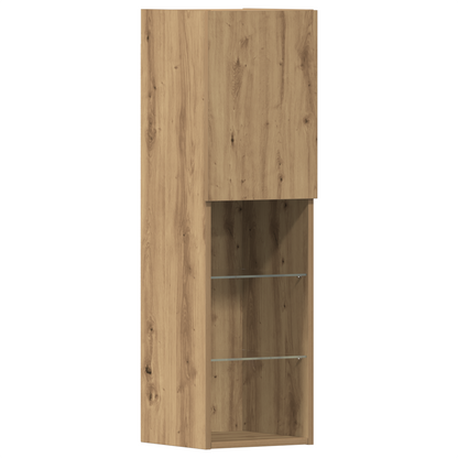 Tv Skab med Led Lys Artisan Eg 40.5x30x102 Cm&&tv Væghylder med Led Lys 2 Stk Artisan Eg 80x30x30 Cm - billede 8