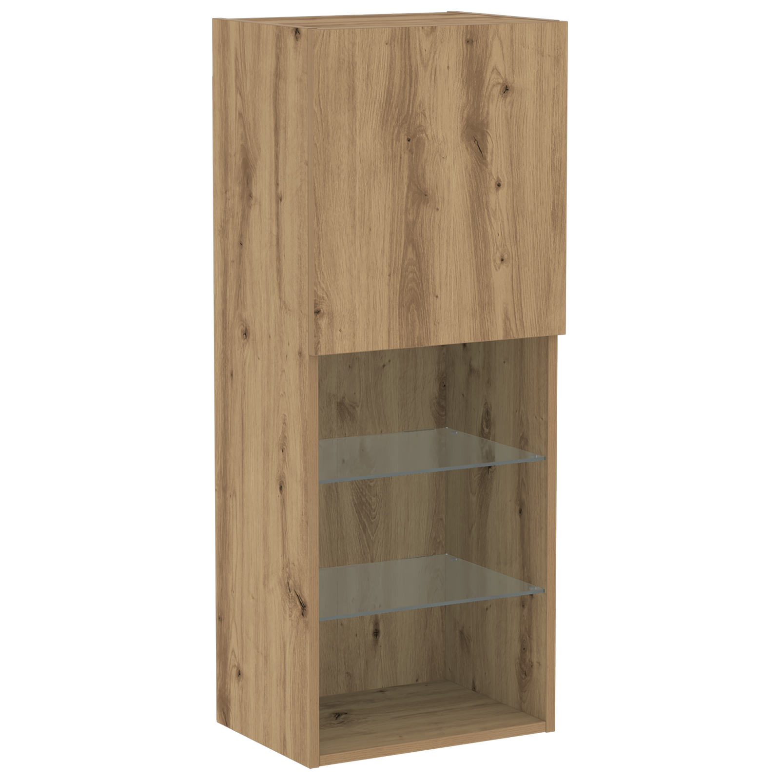 Tv Skab med Led Lys Artisan Eg 40.5x30x102 Cm&&tv Væghylder med Led Lys 2 Stk Artisan Eg 80x30x30 Cm - billede 9