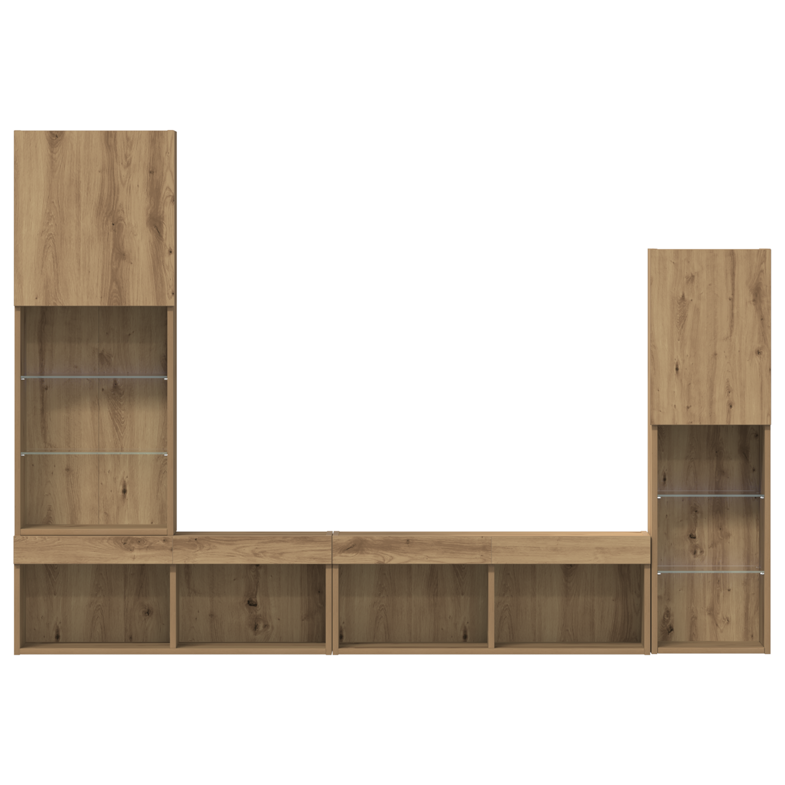 Tv Skab med Led Lys Artisan Eg 40.5x30x102 Cm&&tv Væghylder med Led Lys 2 Stk Artisan Eg 80x30x30 Cm - billede 11
