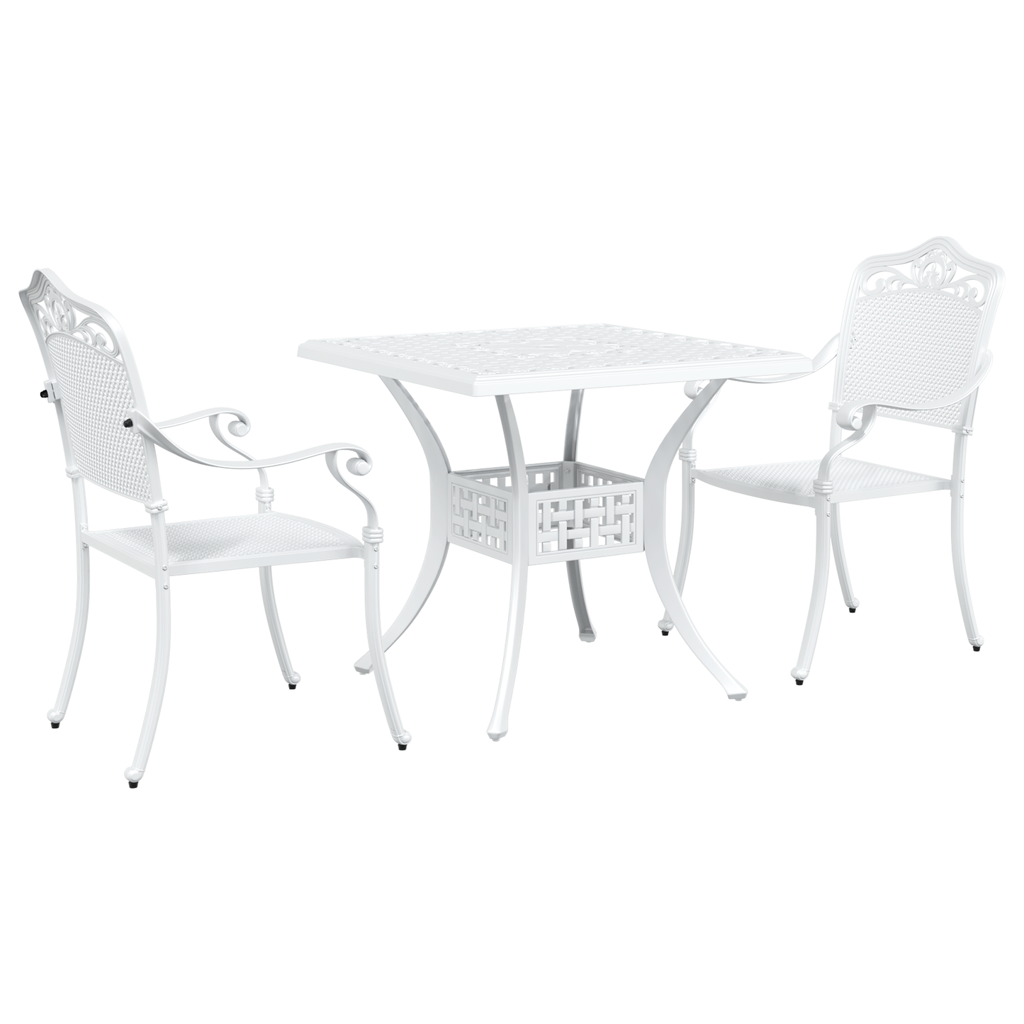 3 Stykker Have Bistro Sæt Hvid Støbt Aluminium