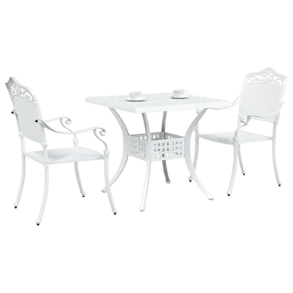 3 Stykker Have Bistro Sæt Hvid Støbt Aluminium