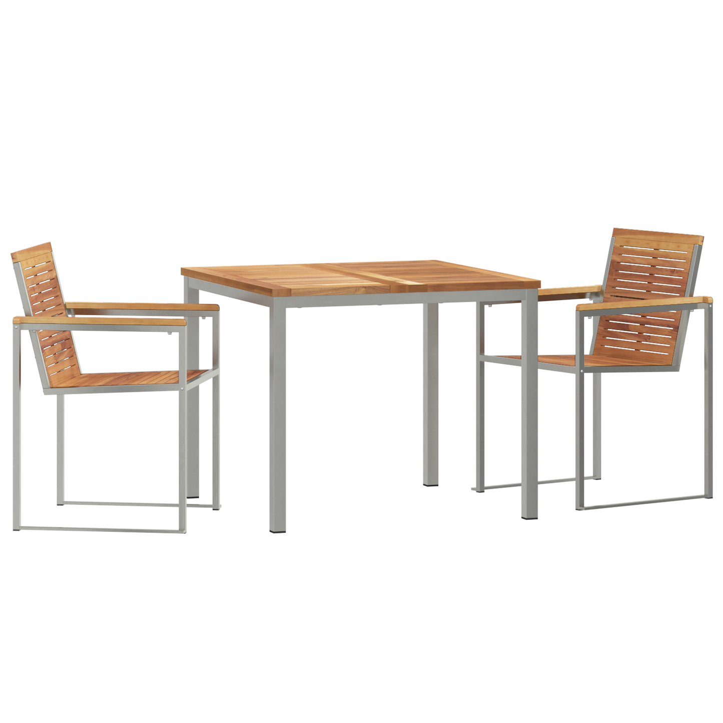 3 Stykke Have Spisebordssæt Massivt Teaktræ&&udendørs Spisebord 90x90x74,5 Cm Massivt Teaktræ - billede 2