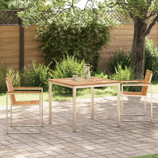 3 Stykke Have Spisebordssæt Massivt Teaktræ&&udendørs Spisebord 90x90x74,5 Cm Massivt Teaktræ - hovedbillede