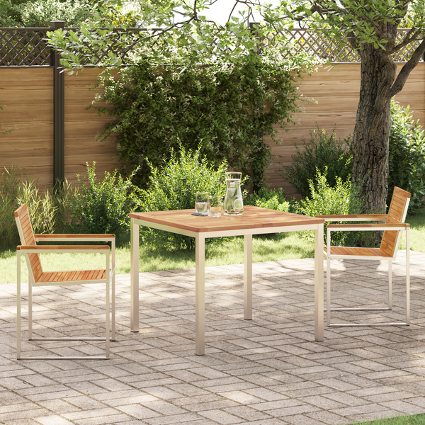 3 Stykke Have Spisebordssæt Massivt Teaktræ&&udendørs Spisebord 90x90x74,5 Cm Massivt Teaktræ - hovedbillede
