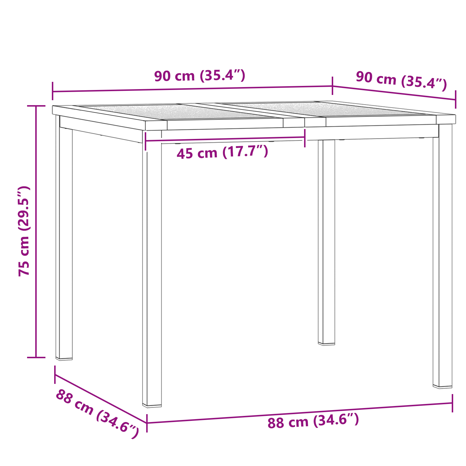 3 Stykke Have Spisebordssæt Massivt Teaktræ&&udendørs Spisebord 90x90x74,5 Cm Massivt Teaktræ - billede 12
