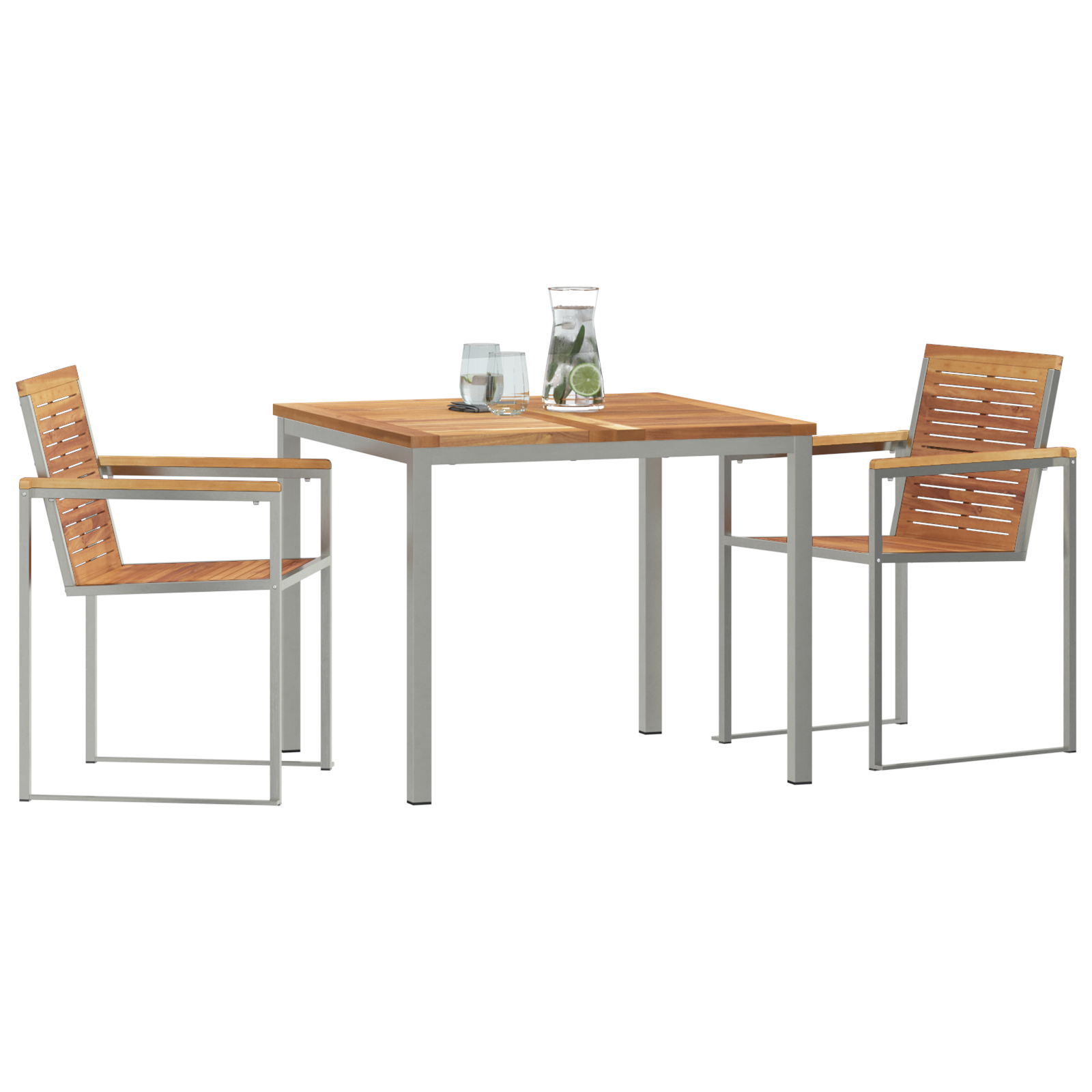3 Stykke Have Spisebordssæt Massivt Teaktræ&&udendørs Spisebord 90x90x74,5 Cm Massivt Teaktræ - billede 3