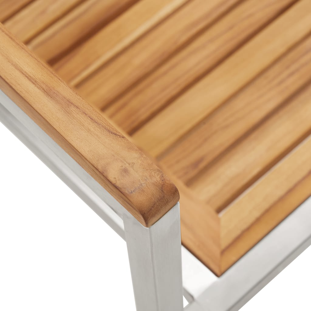 5 Delt Have Spise Sæt Massivt Teaktræ&&udendørs Spisebord 150x90x75 Cm Massivt Teaktræ - billede 10