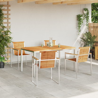 5 Delt Have Spise Sæt Massivt Teaktræ&&udendørs Spisebord 150x90x75 Cm Massivt Teaktræ - billede 4