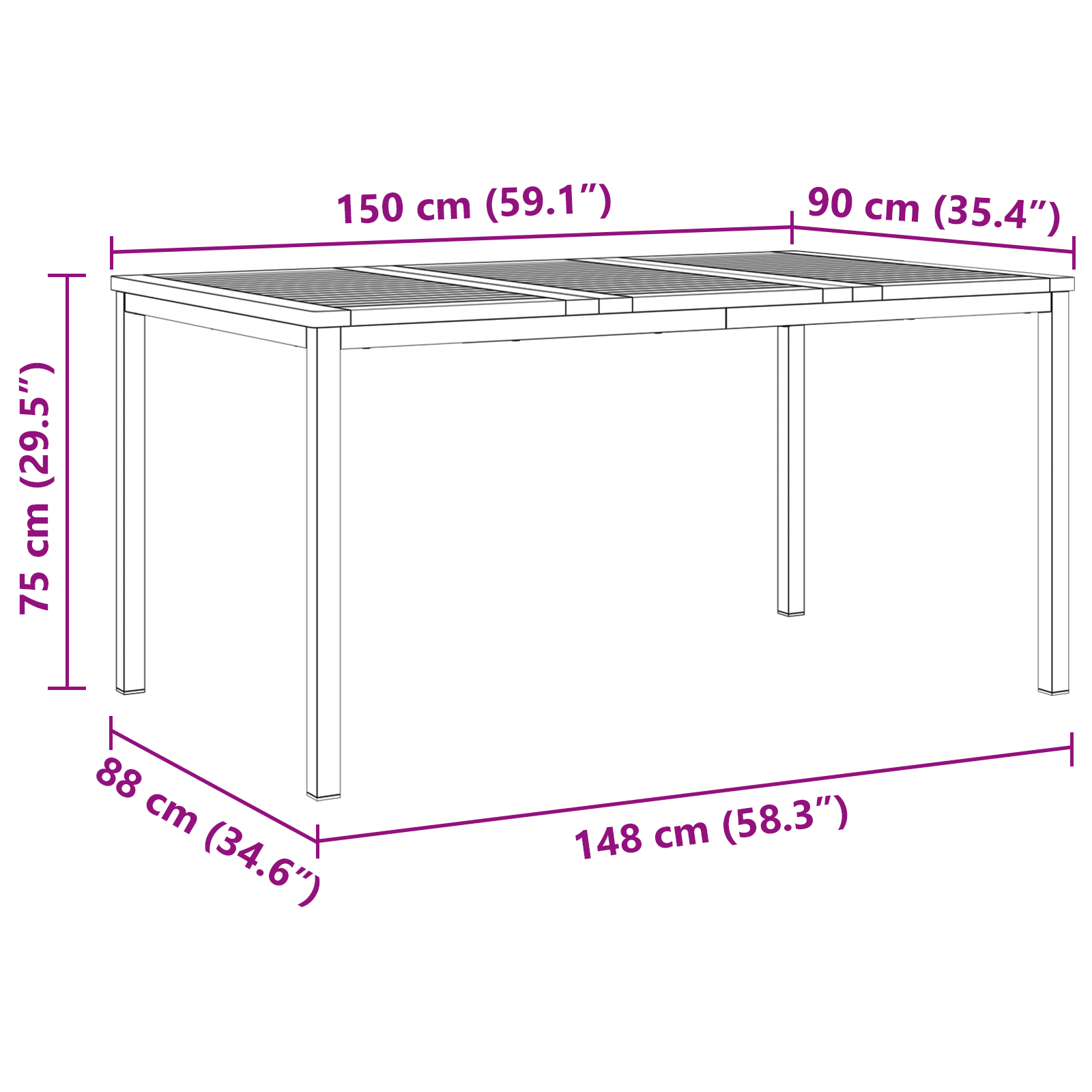 5 Delt Have Spise Sæt Massivt Teaktræ&&udendørs Spisebord 150x90x75 Cm Massivt Teaktræ - billede 12