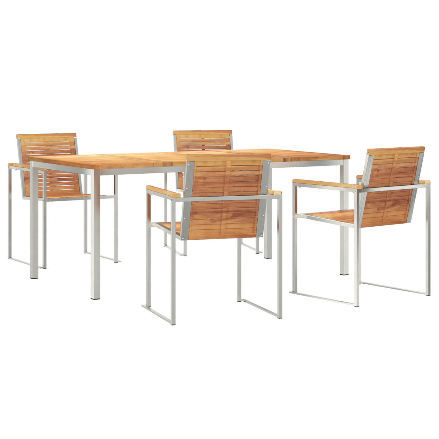 5 Deles Have Spisesæt i Solid Teak&&udendørs Spisebord 180x90x75 Cm Solid Teak - billede 2