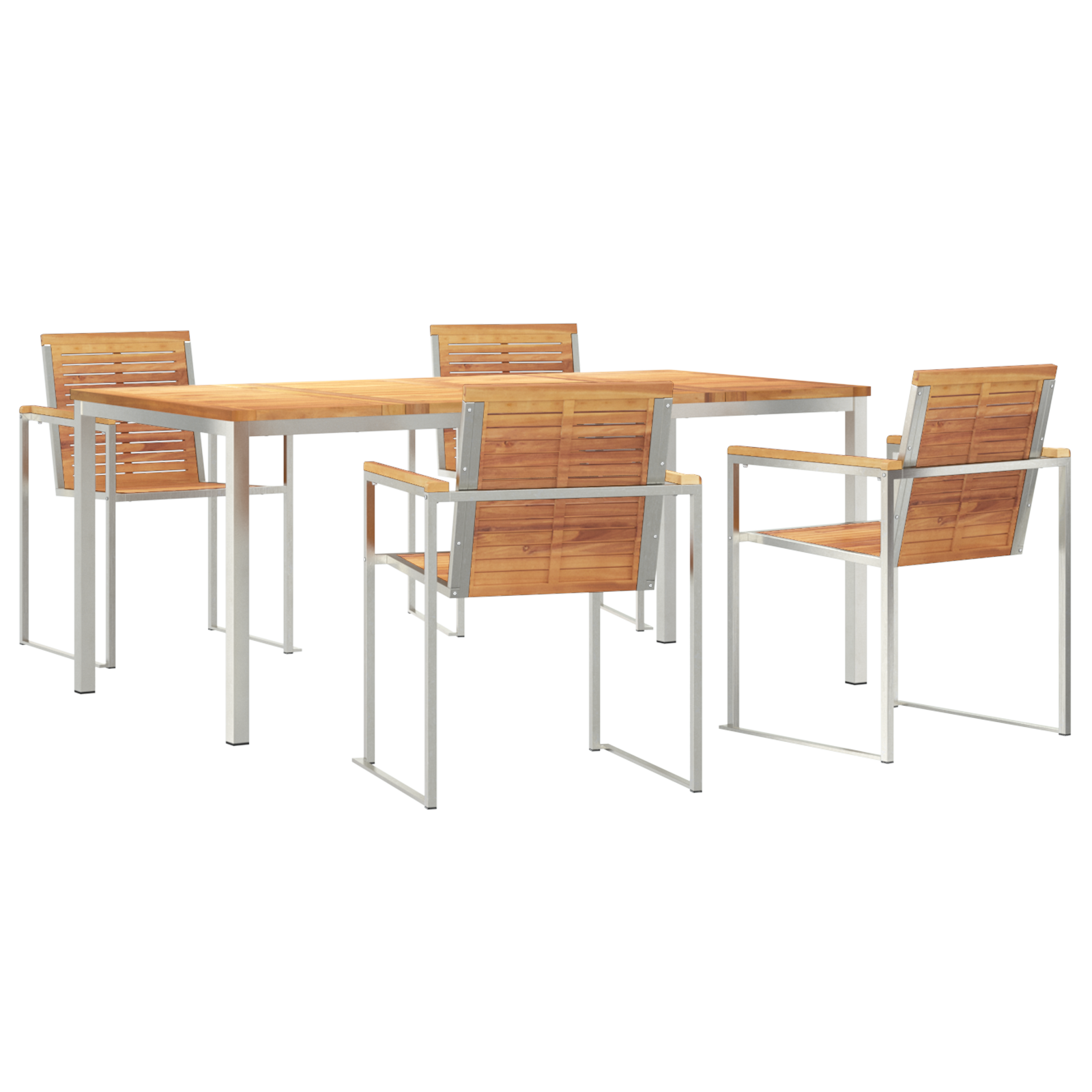5 Deles Have Spisesæt i Solid Teak&&udendørs Spisebord 180x90x75 Cm Solid Teak - billede 2
