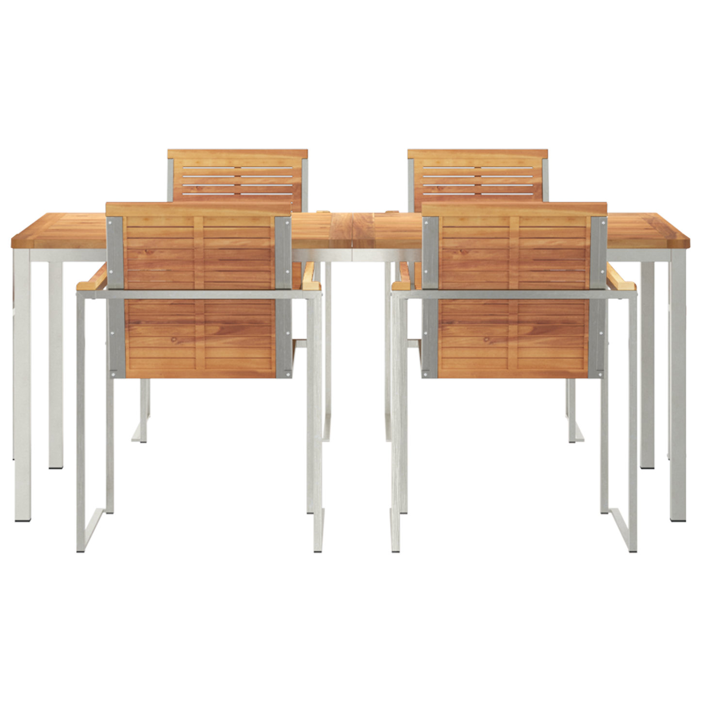 5 Deles Have Spisesæt i Solid Teak&&udendørs Spisebord 180x90x75 Cm Solid Teak - billede 7