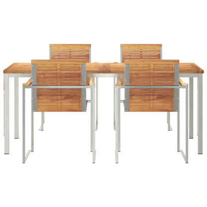 5 Deles Have Spisesæt i Solid Teak&&udendørs Spisebord 180x90x75 Cm Solid Teak - billede 7