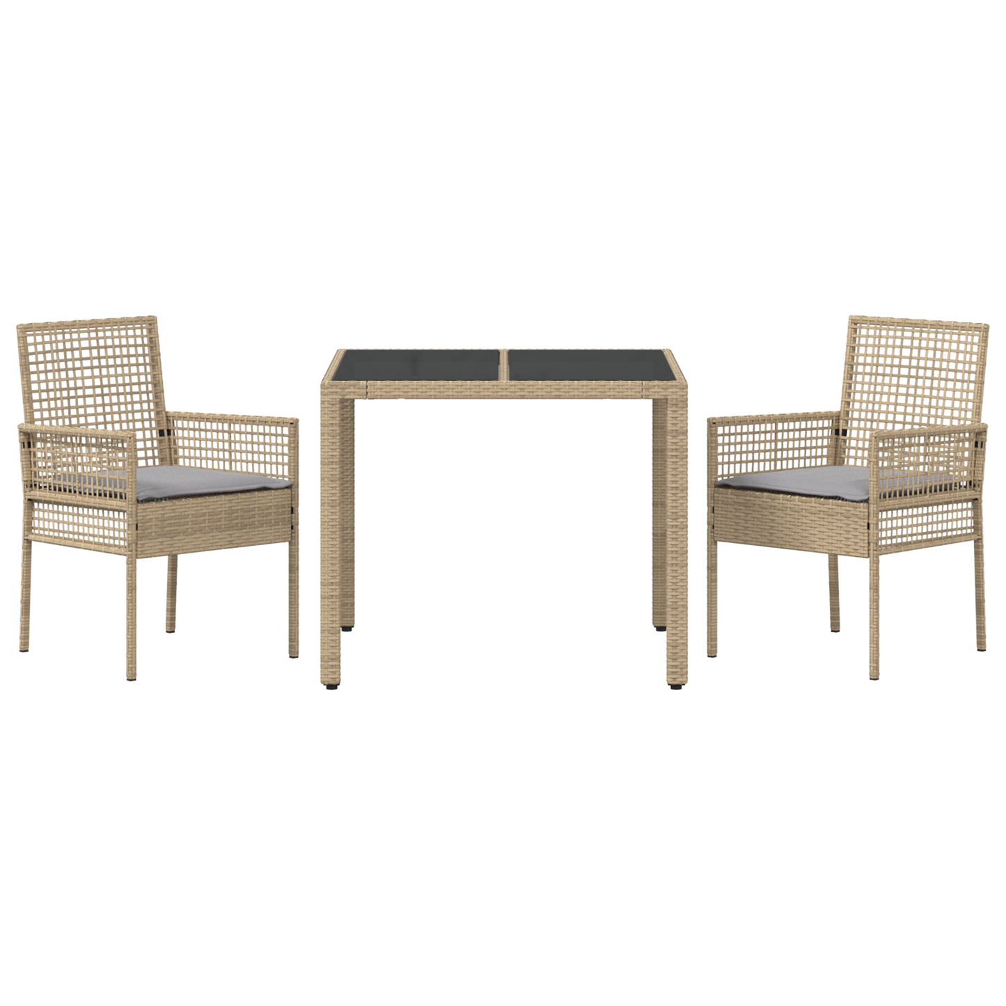 3-Delt Have Spisebordssæt Med Puder Beige Poly Rattan