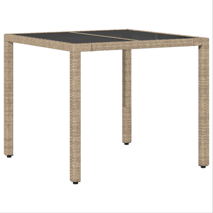 5 Delers Have Spisesæt Med Puder Beige Poly Rattan
