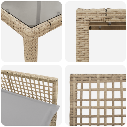 9 Delt Haven Spisesæt Med Puder Beige Poly Rattan