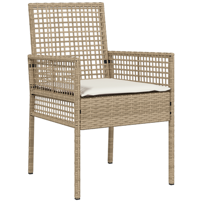 7-Delt Havemøbel Sæt Med Puder Beige Poly Rattan
