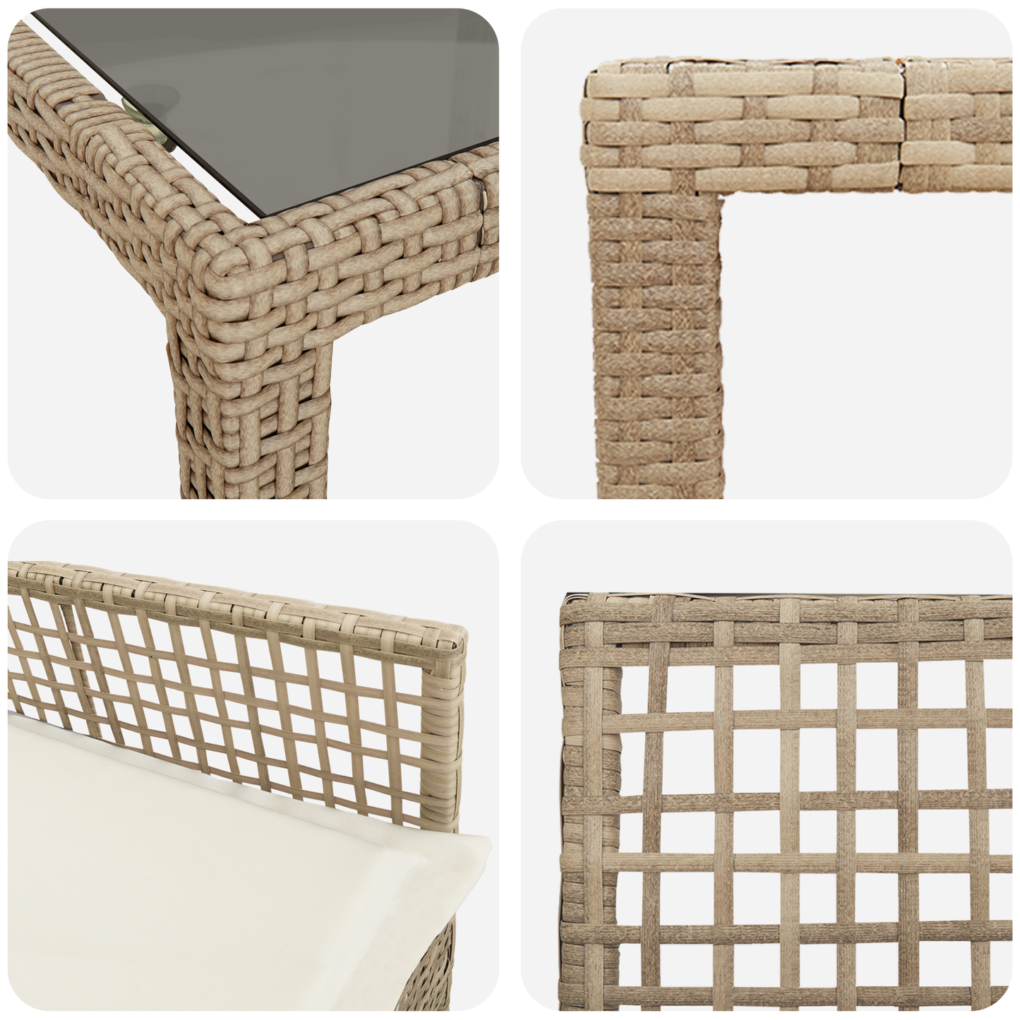 9-Delt Have Spisebord Sæt Med Puder Beige Poly Rattan