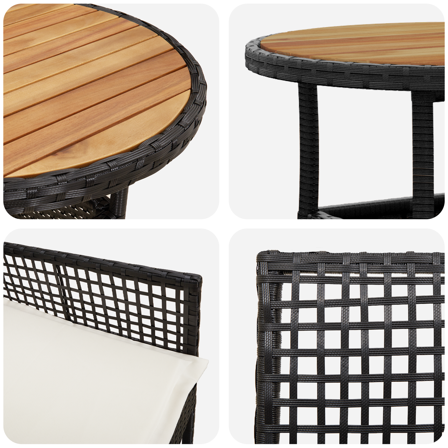 5 Delers Have Spisestel Sort Poly Rattan