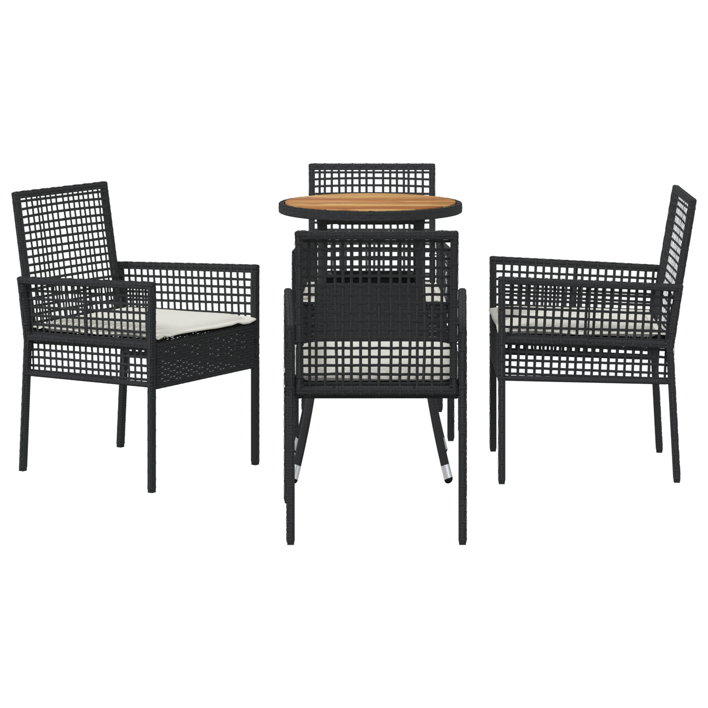 5 Delers Have Spisestel Sort Poly Rattan