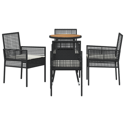 5 Delers Have Spisestel Sort Poly Rattan