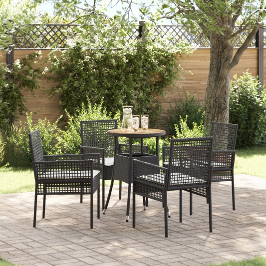 5 Delers Have Spisestel Sort Poly Rattan